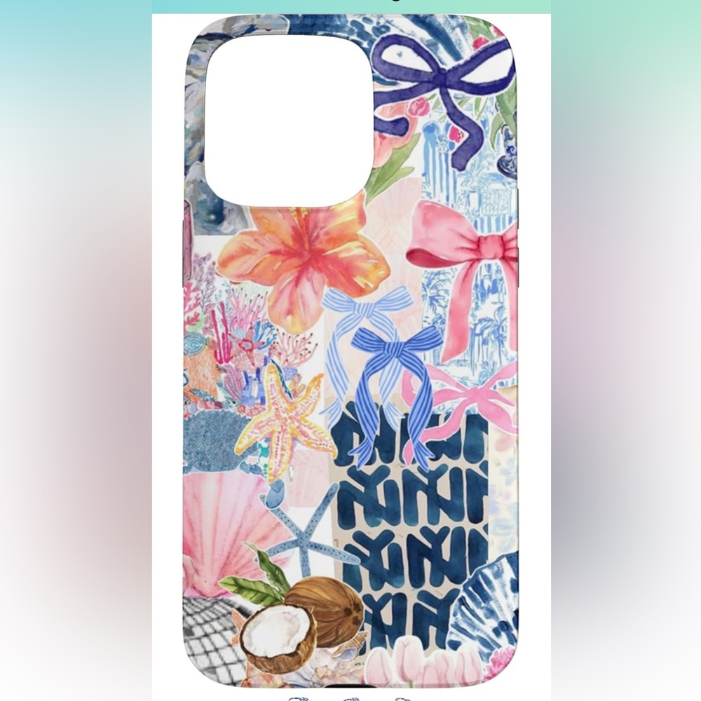 iPhone 15 Pro Max Beachy Blue Collage Preppy Cute Aesthetic Case